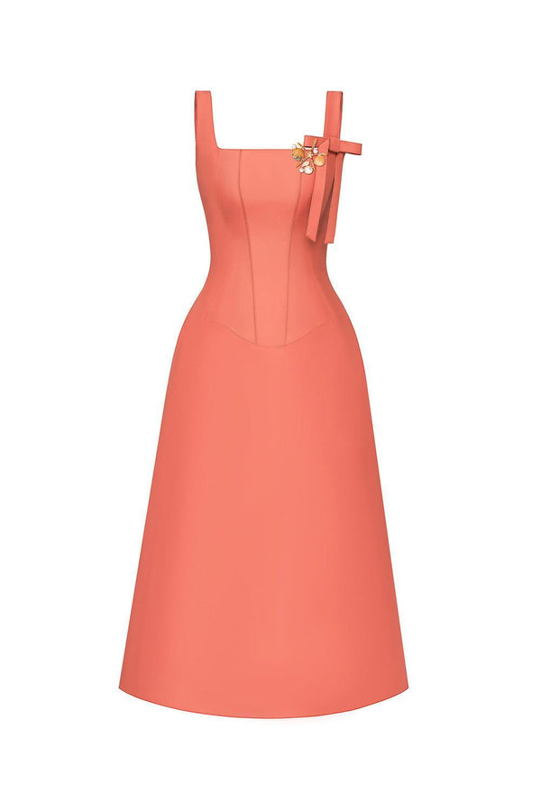 Eleonora A-line Sleeveless Taffeta Midi Dress - MEAN BLVD