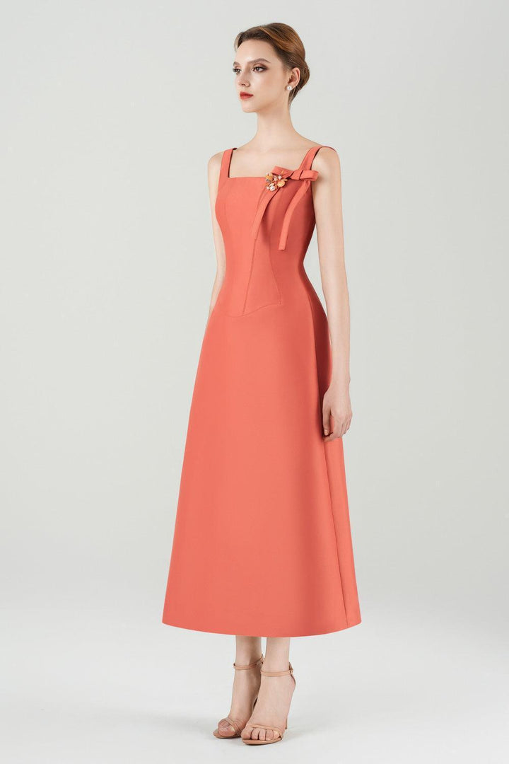 Eleonora A-line Sleeveless Taffeta Midi Dress - MEAN BLVD