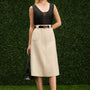 Elisa A-line Patch Pocket Khaki Calf Length Skirt - MEAN BLVD