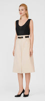 Elisa A-line Patch Pocket Khaki Calf Length Skirt - MEAN BLVD