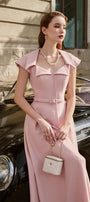 Elise A-line Cap Sleeved Rib Knit Midi Dress - MEAN BLVD