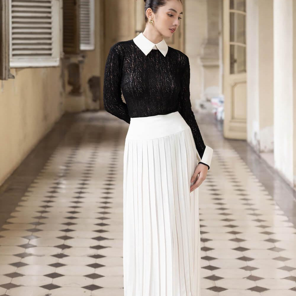 Eliza Drop Waist Pleated Polycotton Ankle Length Skirt - MEAN BLVD