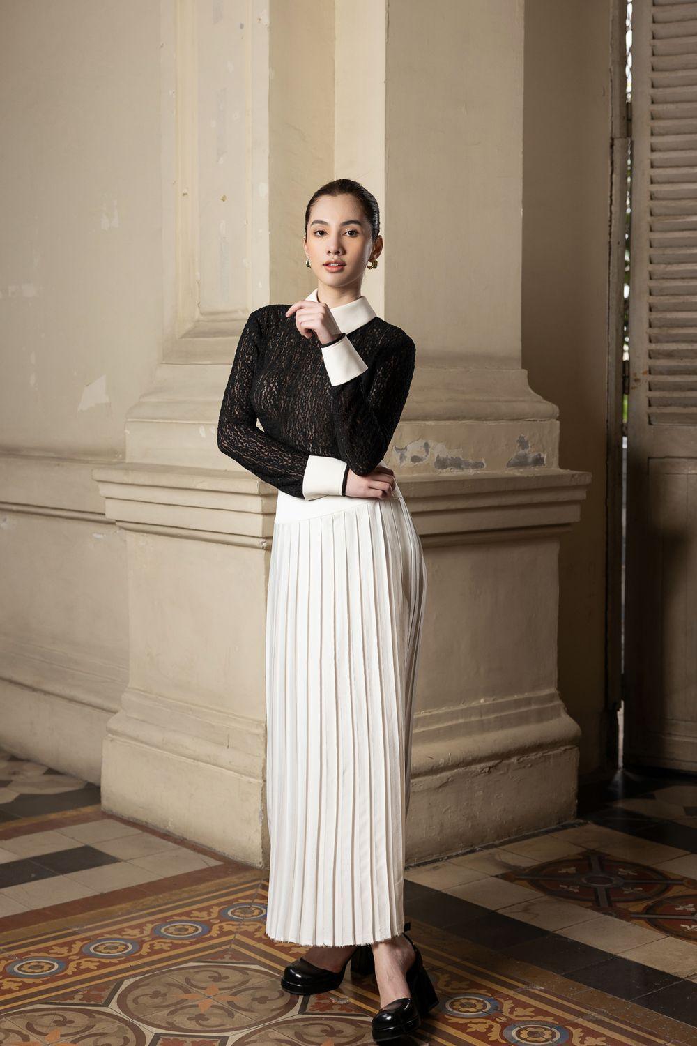 Eliza Drop Waist Pleated Polycotton Ankle Length Skirt - MEAN BLVD