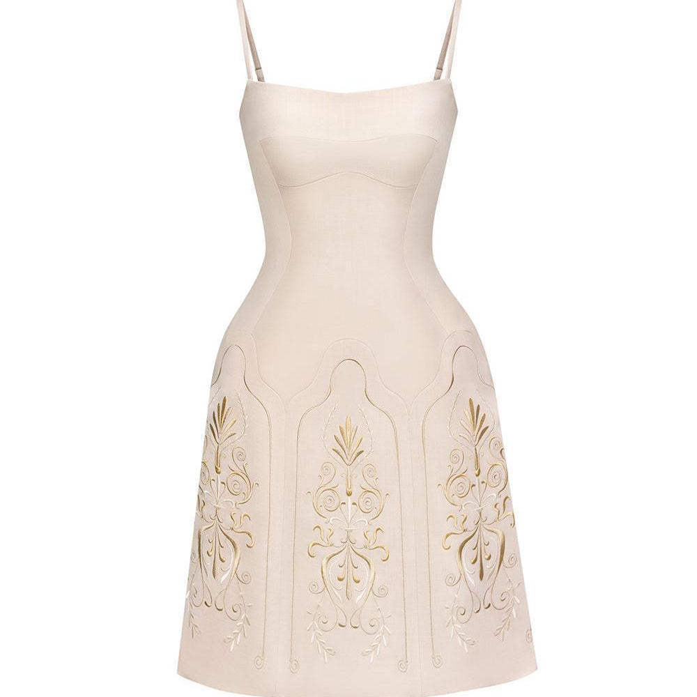 Elizabeth A-line Embroidered Polycotton Knee-length Dress - MEAN BLVD
