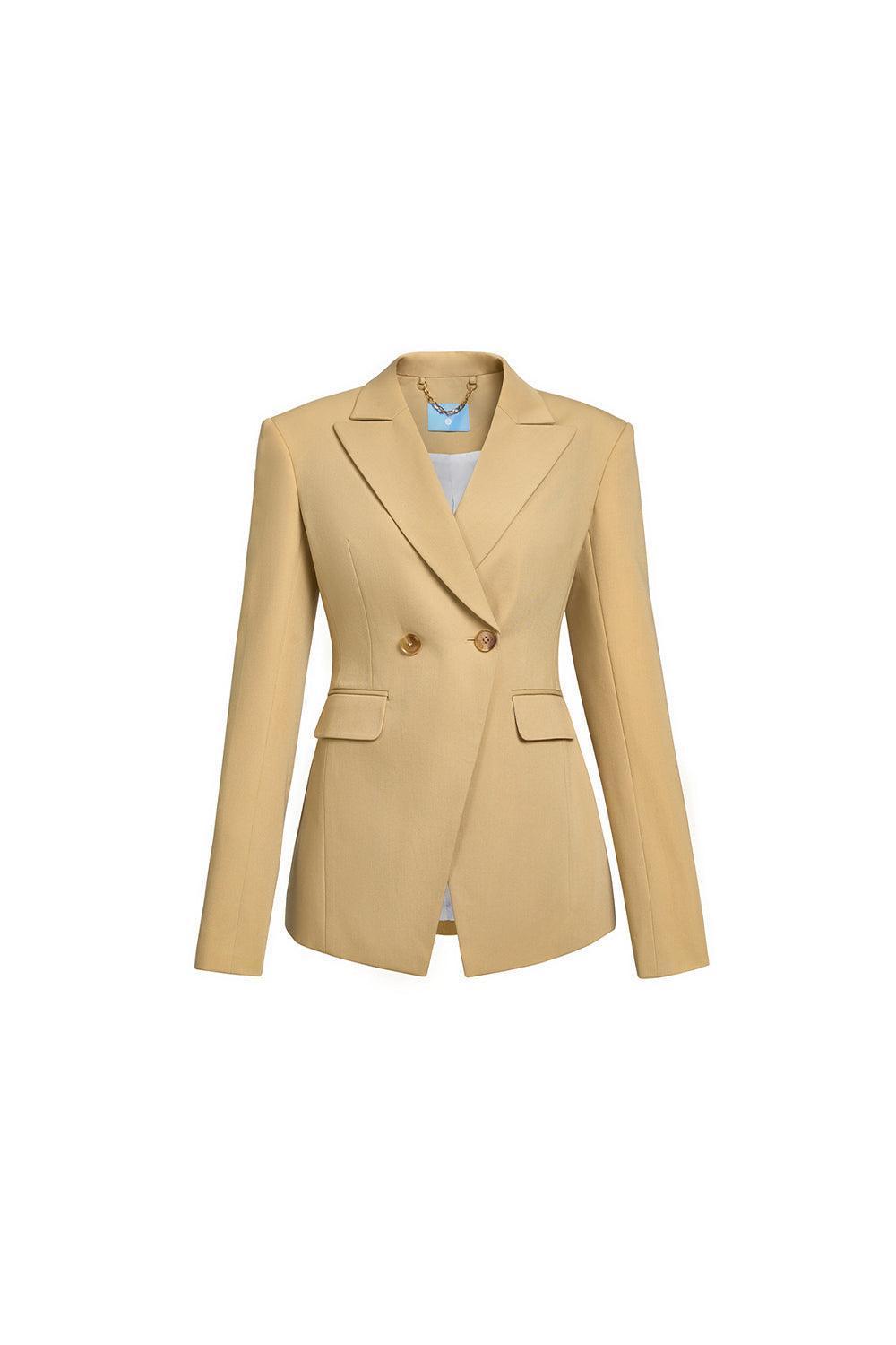 Elizabeth Structured Peak Lapel Cotton Blend Blazer - MEAN BLVD