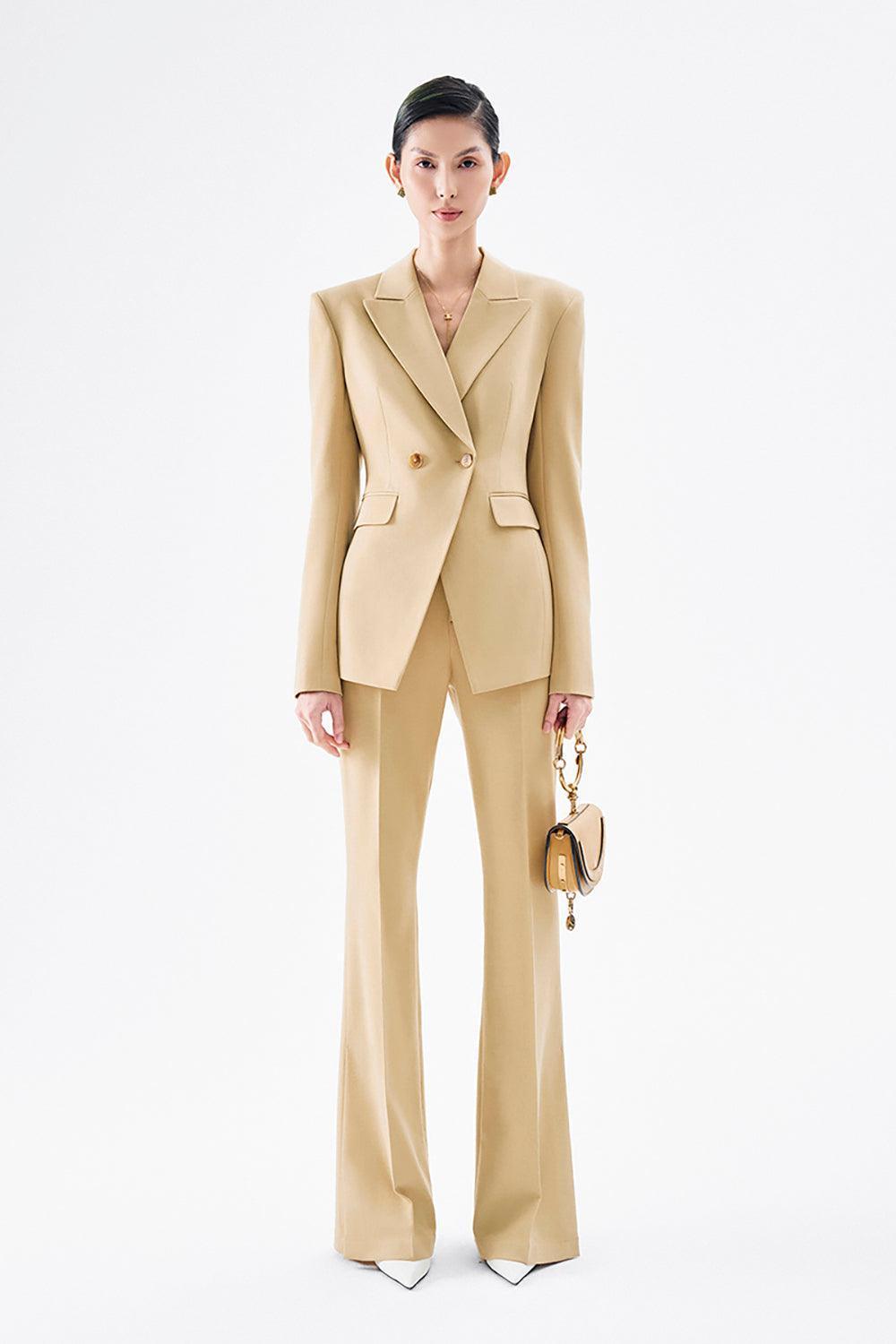 Elizabeth Structured Peak Lapel Cotton Blend Blazer - MEAN BLVD