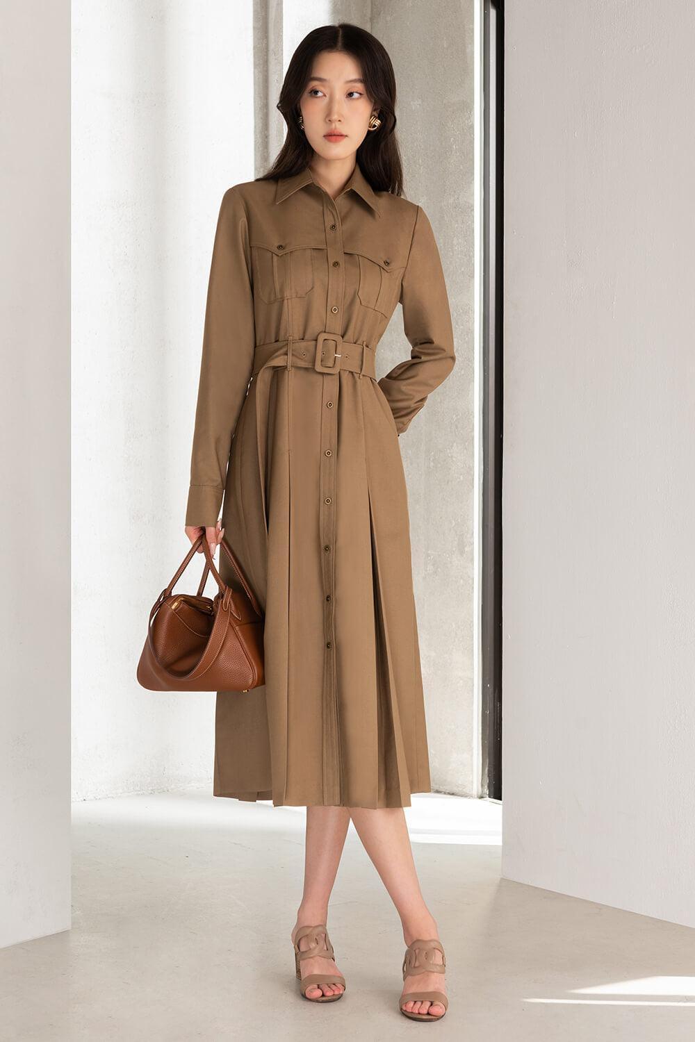 Ella Shirt Cuff Sleeved Polycotton Midi Dress - MEAN BLVD
