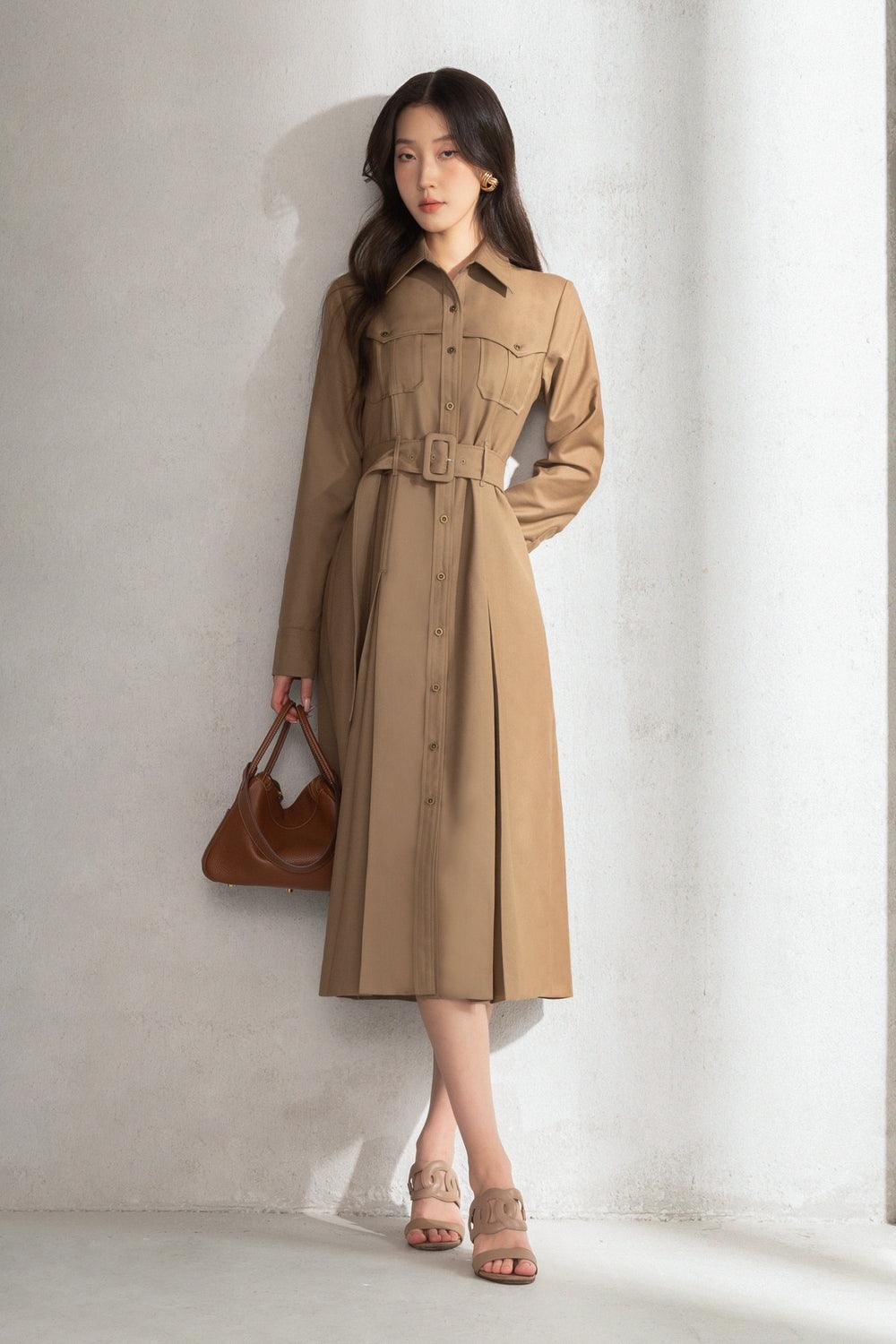 Ella Shirt Cuff Sleeved Polycotton Midi Dress - MEAN BLVD