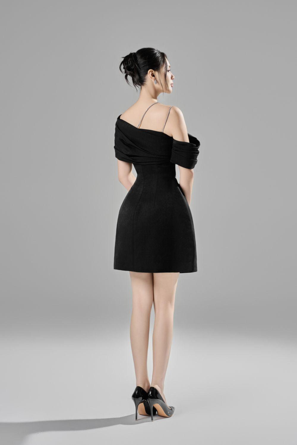 Elle A-line Asymmetric Neck Taffeta Mini Dress - MEAN BLVD