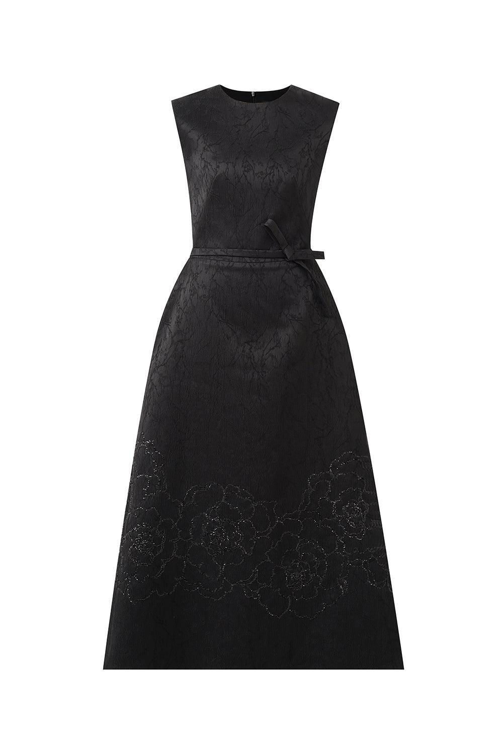 Ellen A-line Sleeveless Brocade Midi Dress - MEAN BLVD
