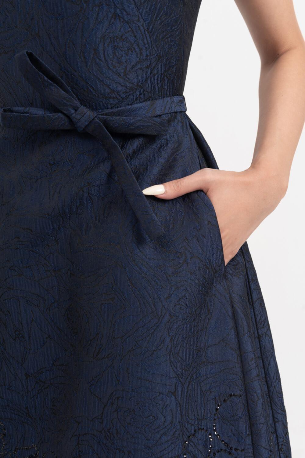 Ellen A-line Sleeveless Brocade Midi Dress - MEAN BLVD