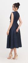Ellen A-line Sleeveless Brocade Midi Dress - MEAN BLVD