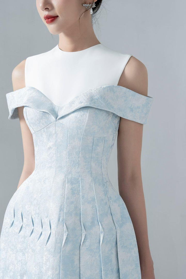 Ellie A-line Cold Shoulder Sleeved Taffeta Mini Dress - MEAN BLVD