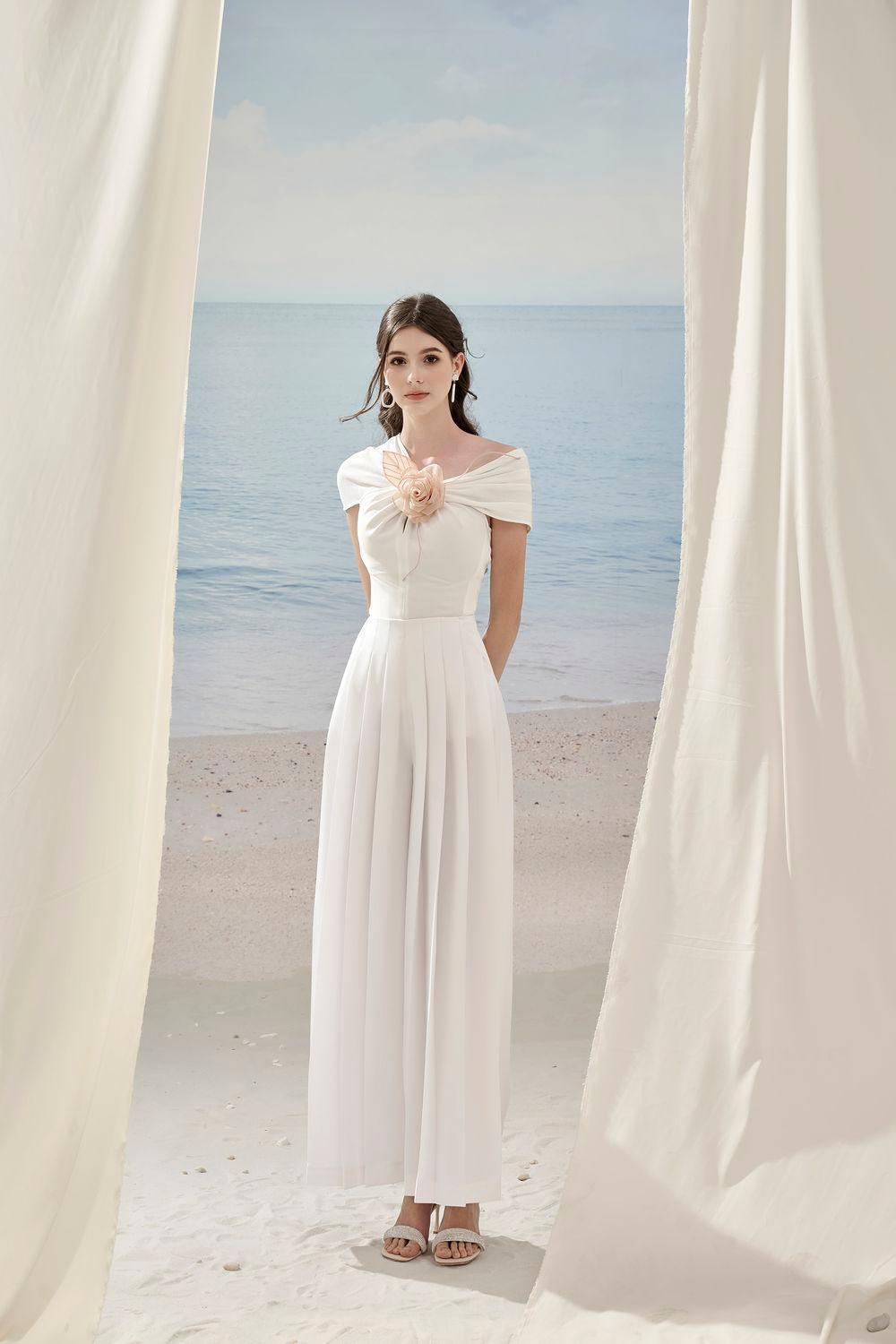 Ellier Rachel Straight Pleated Polycotton Ankle Length Pants - MEAN BLVD
