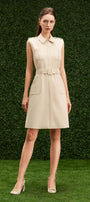 Ellis A-line Collared Neck Khaki Mini Dress - MEAN BLVD
