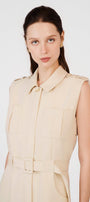 Ellis A-line Collared Neck Khaki Mini Dress - MEAN BLVD