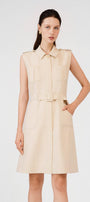Ellis A-line Collared Neck Khaki Mini Dress - MEAN BLVD