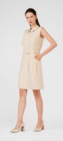 Ellis A-line Collared Neck Khaki Mini Dress - MEAN BLVD