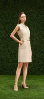 Ellis A-line Collared Neck Khaki Mini Dress - MEAN BLVD