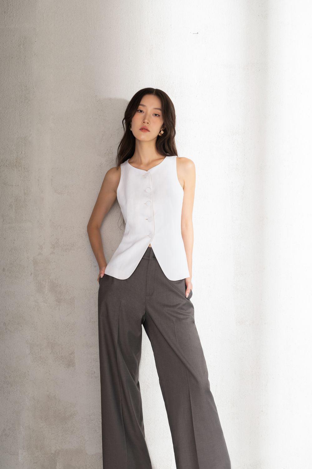 Ellis Structured Button Linen Vest - MEAN BLVD