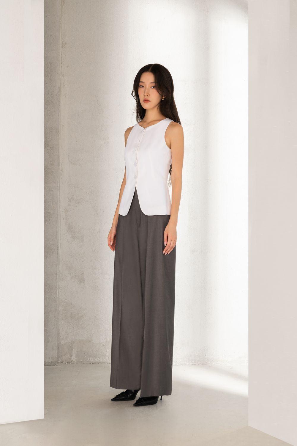 Ellis Structured Button Linen Vest - MEAN BLVD