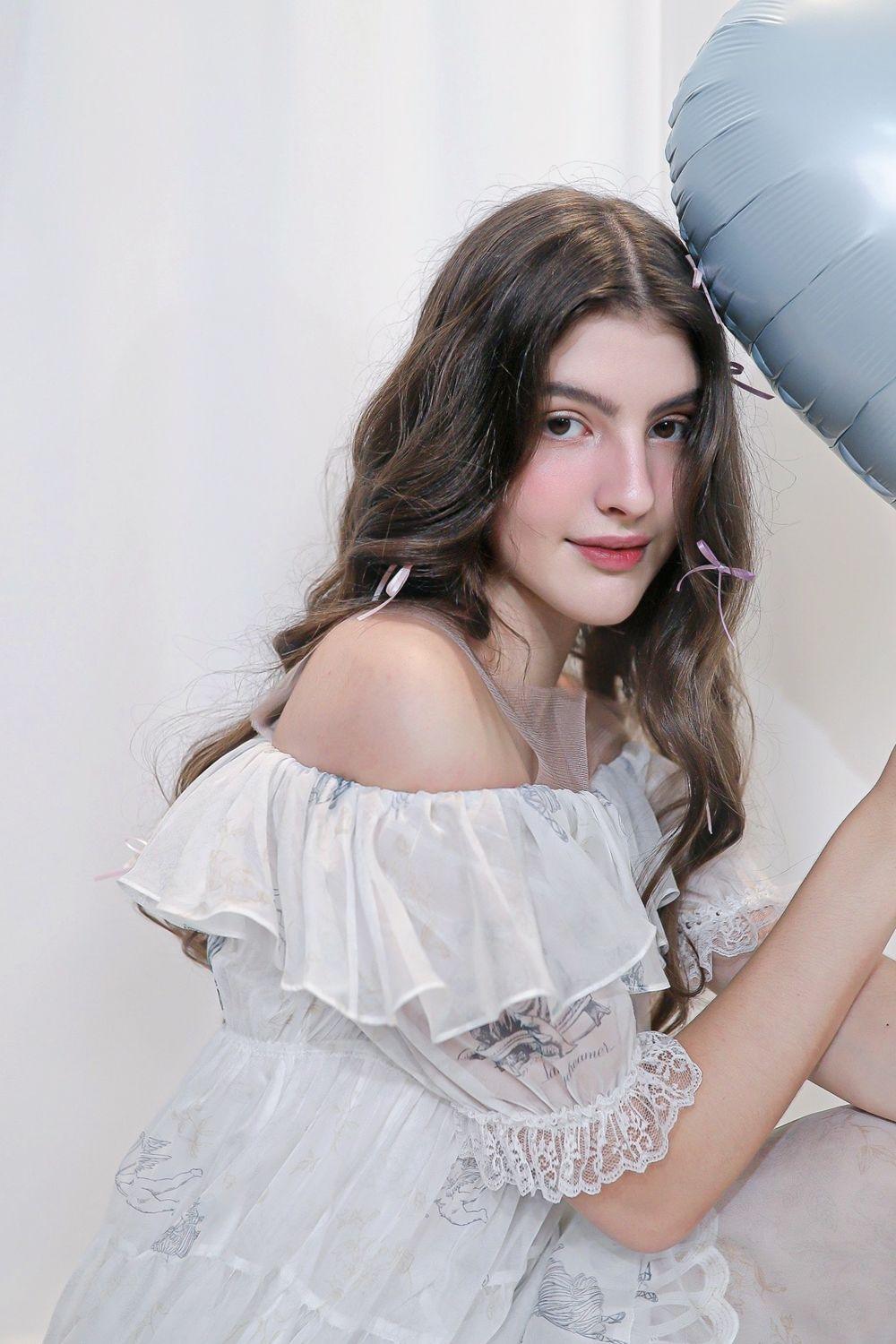 Elodie A-line Off-Shoulder Voile Ankle Length Dress - MEAN BLVD