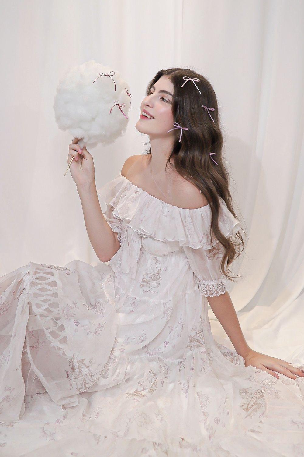 Elodie A-line Off-Shoulder Voile Ankle Length Dress - MEAN BLVD