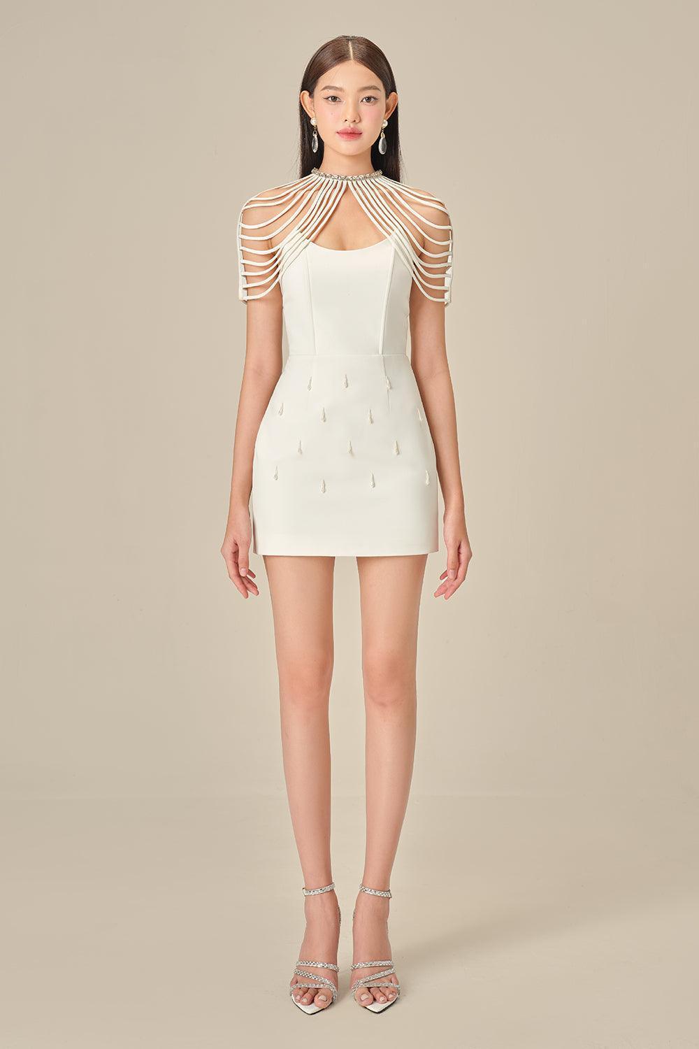 Elodie Sheath High Neck Polycotton Mini Dress - MEAN BLVD