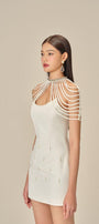 Elodie Sheath High Neck Polycotton Mini Dress - MEAN BLVD