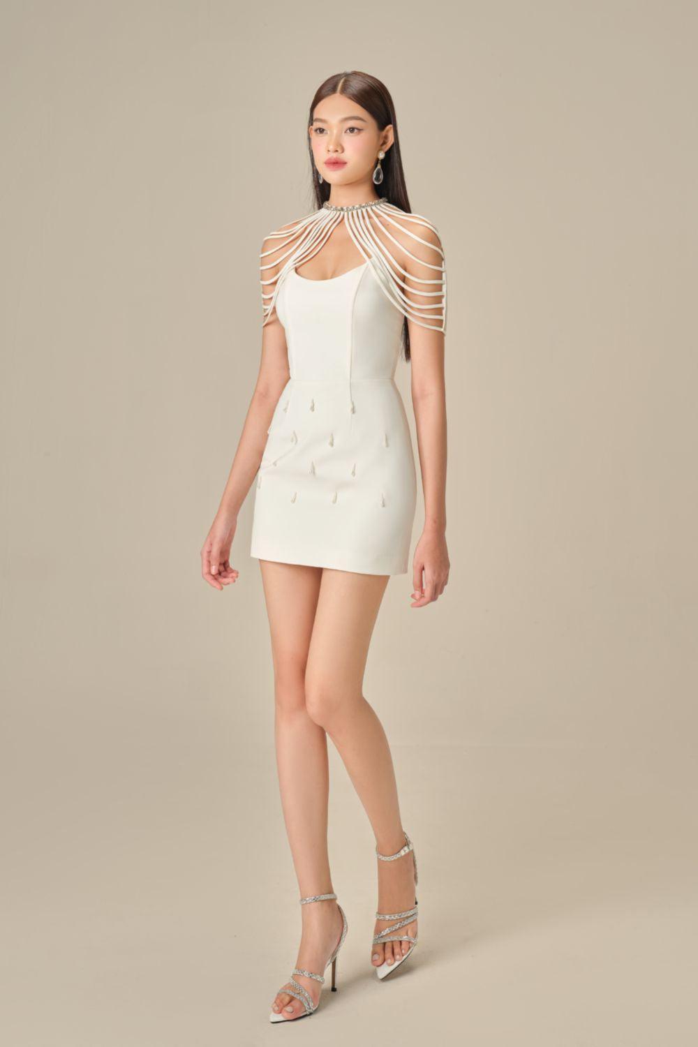 Elodie Sheath High Neck Polycotton Mini Dress - MEAN BLVD