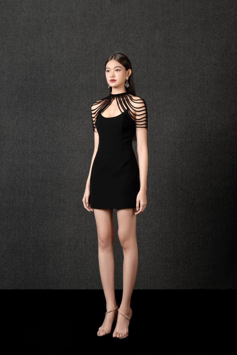 Elodie Sheath High Neck Polycotton Mini Dress - MEAN BLVD