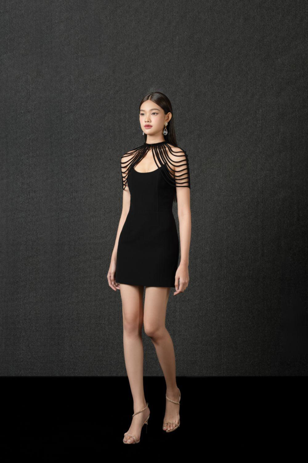 Elodie Sheath High Neck Polycotton Mini Dress - MEAN BLVD