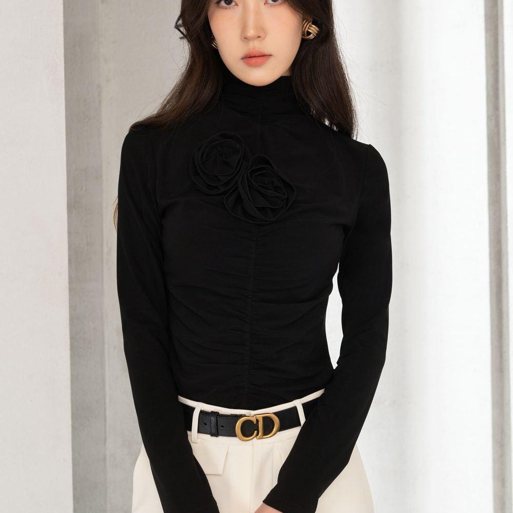 Eloise Bodycon Turtle Neck Rayon Top - MEAN BLVD