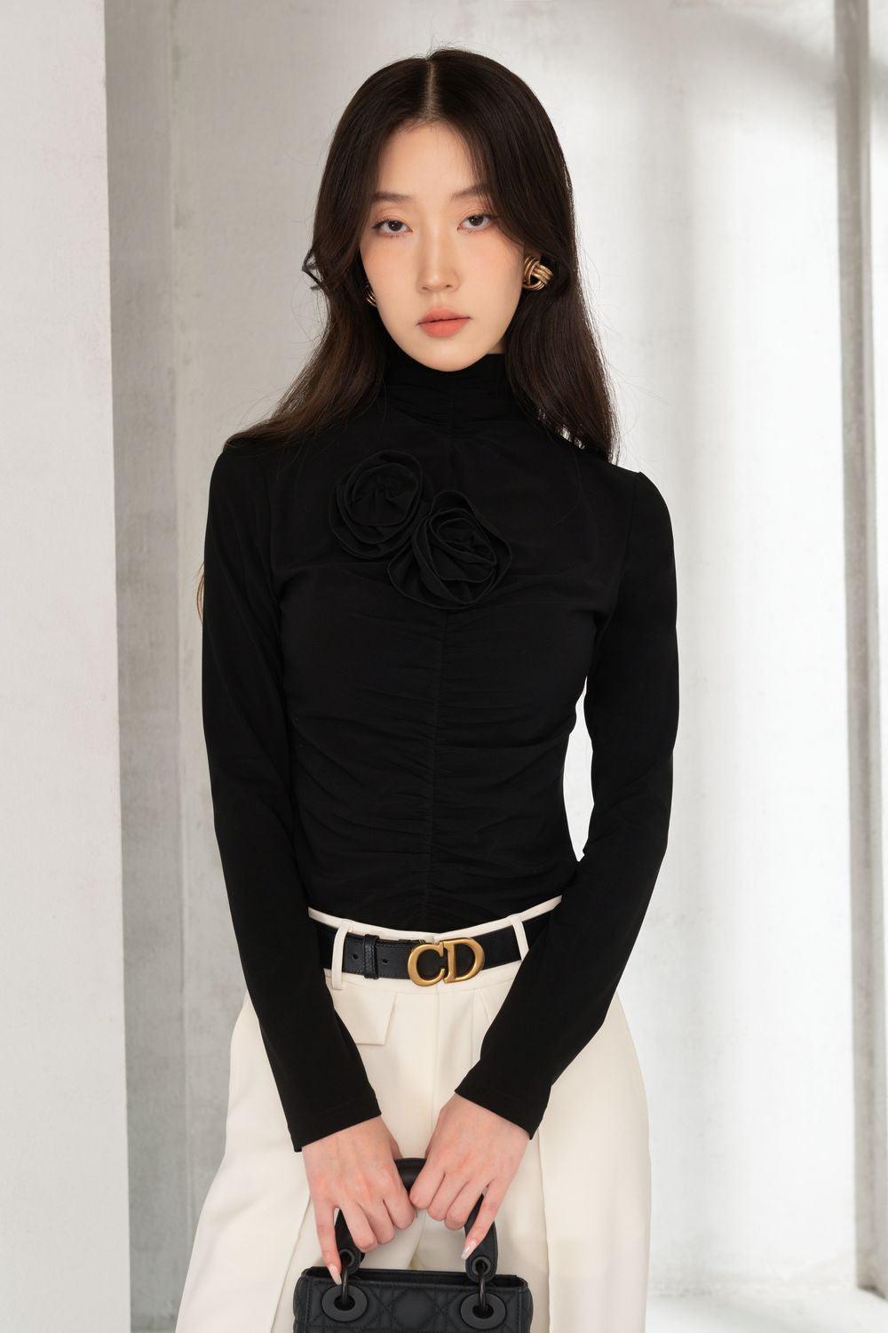 Eloise Bodycon Turtle Neck Rayon Top - MEAN BLVD