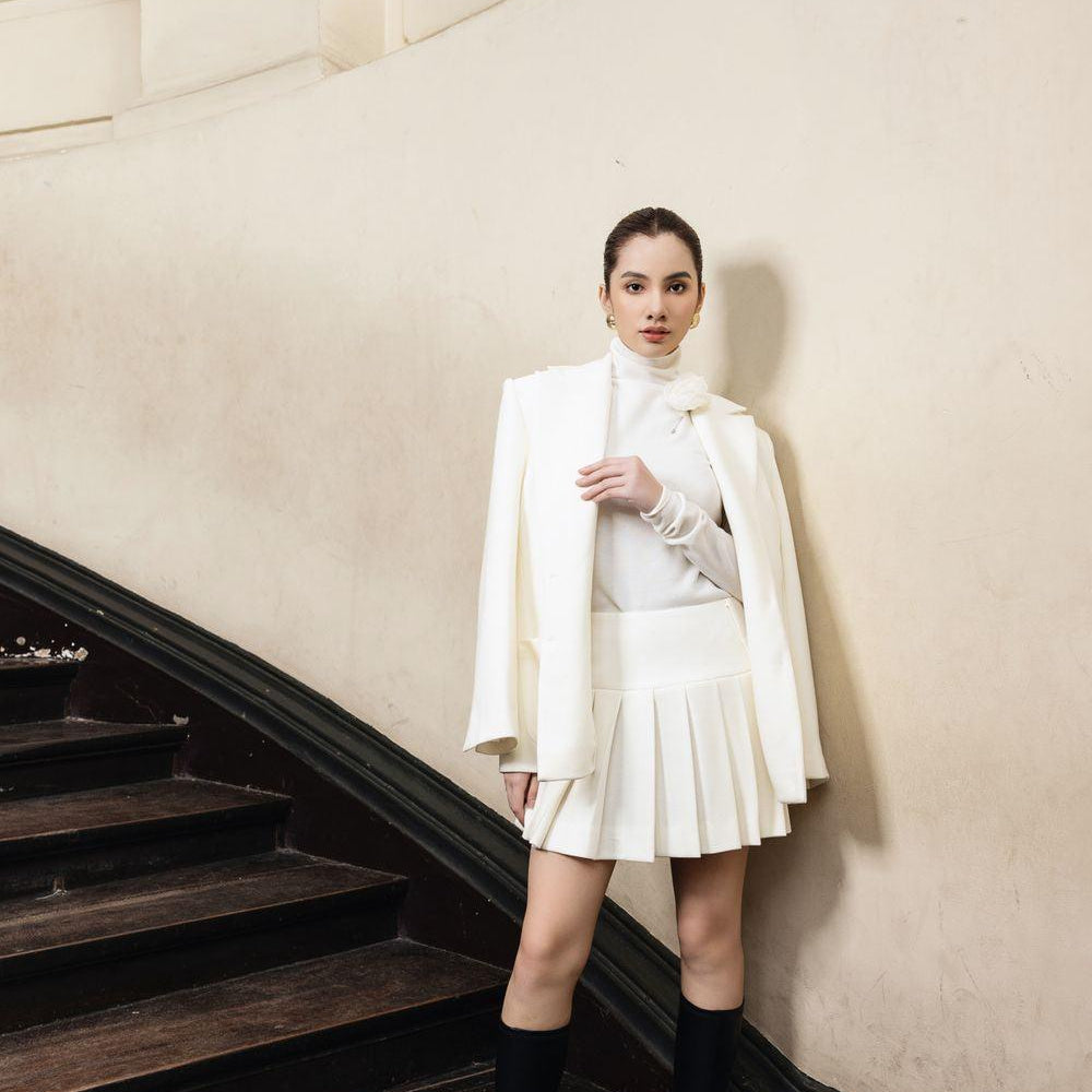 Eloise Drop Waist Pleated Wool Mini Skirt - MEAN BLVD