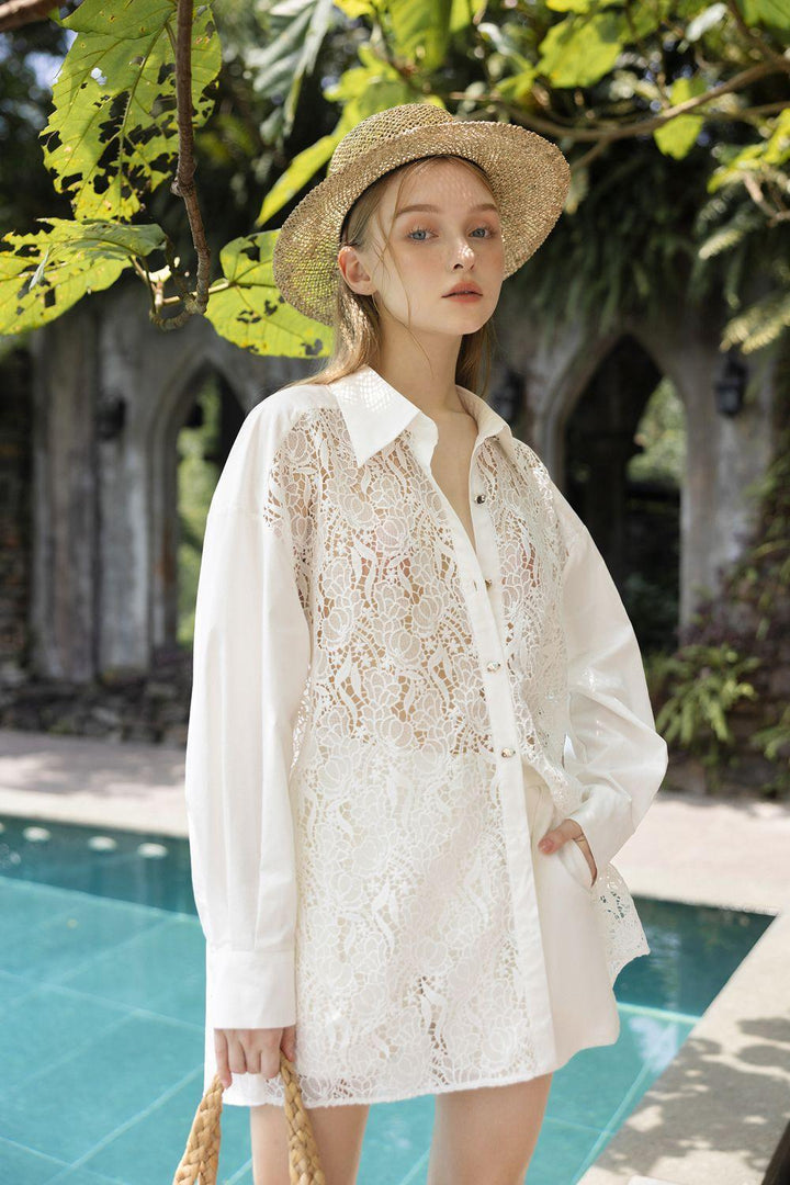 Eloise Straight Cuff Sleeved Lace Shirt - MEAN BLVD