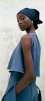 Elongated Cropped Extended Flap Crepe Top - MEAN BLVD