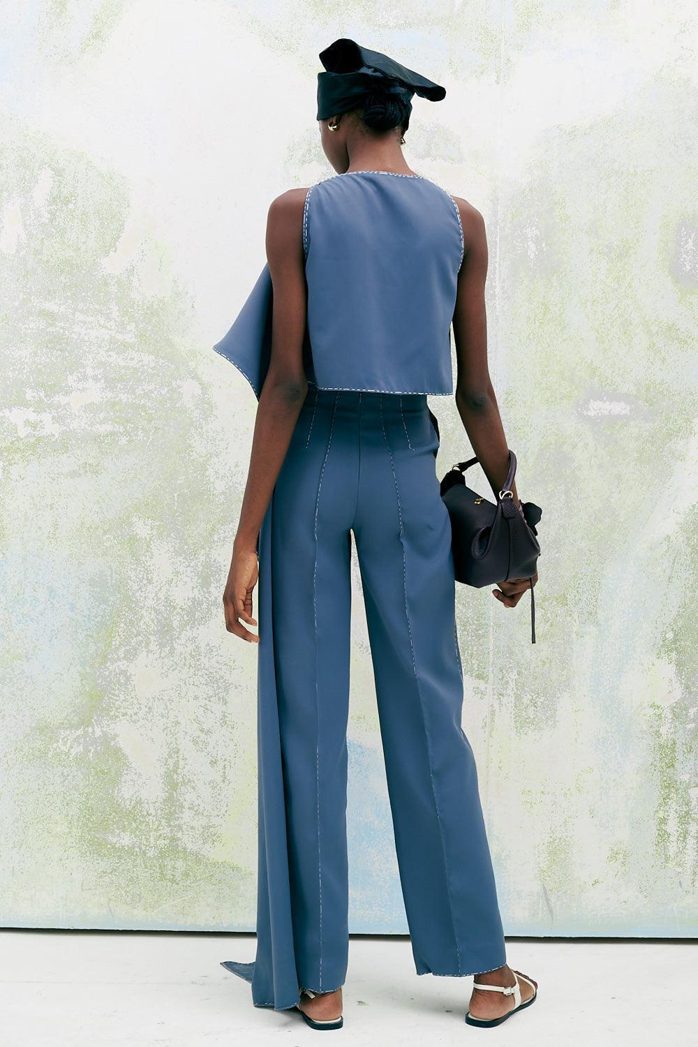 Elongated Cropped Extended Flap Crepe Top - MEAN BLVD