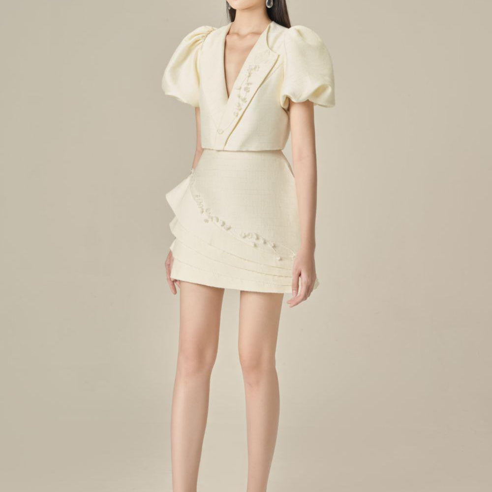 Elowen A-line V-Neck Linen Mini Set - MEAN BLVD