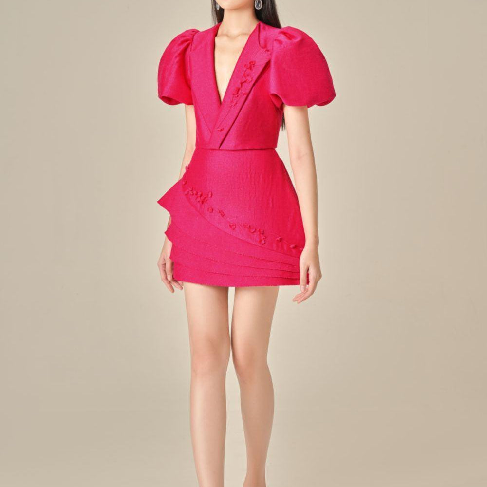 Elowen A-line V-Neck Linen Mini Set - MEAN BLVD