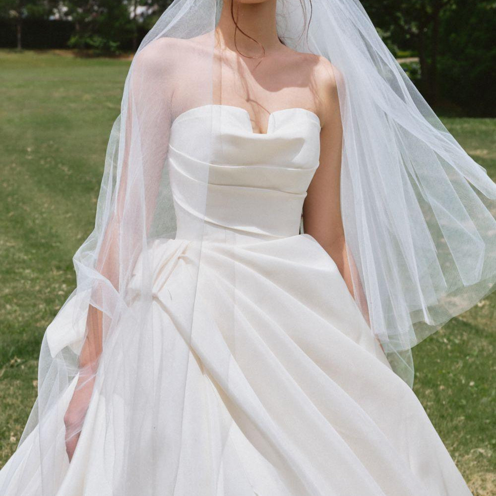 Elvina Ball Gown Draped Organza Floor Length Dress - MEAN BLVD