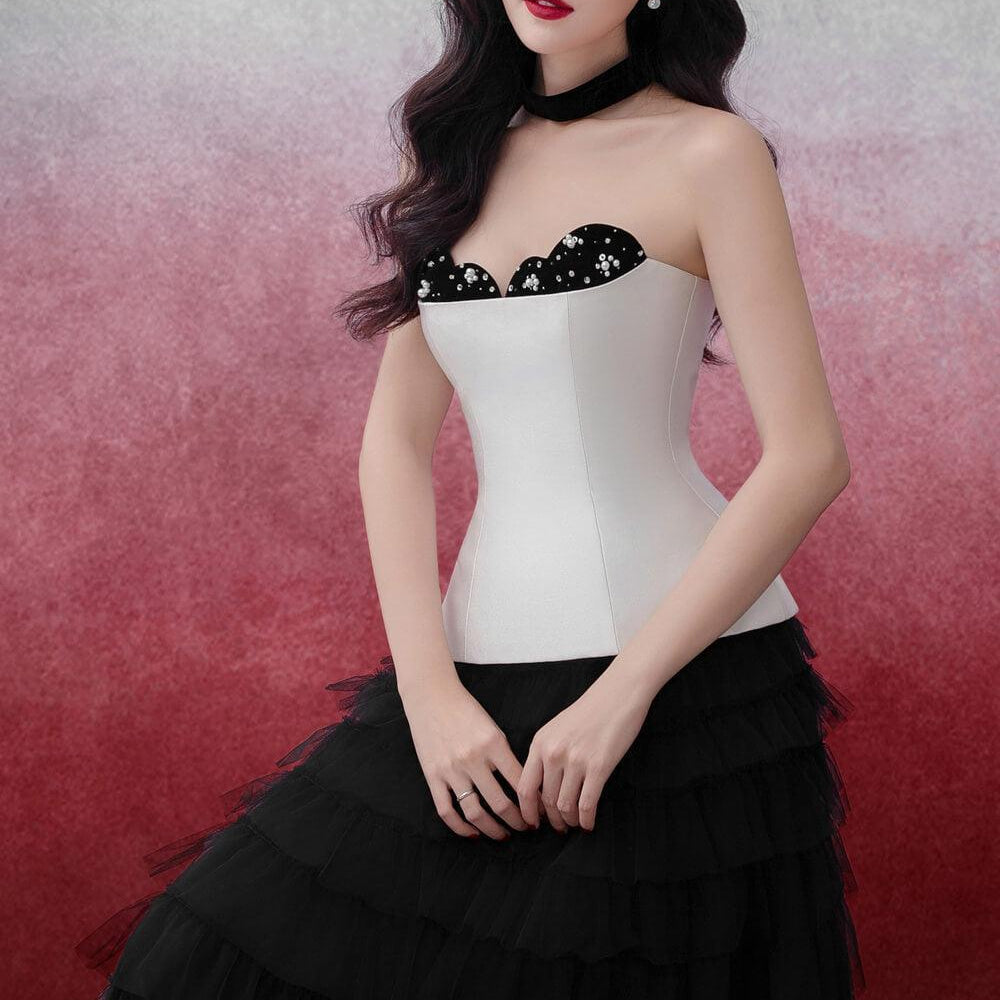 Elwyn Peplum Semi-Heart Neck Trerena Taffeta Top - MEAN BLVD
