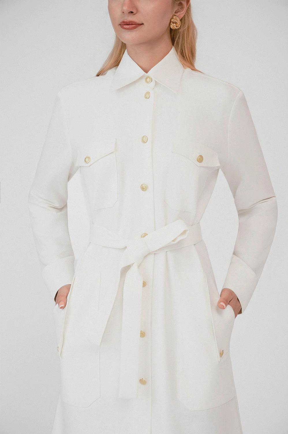 Elyse Shirt Flap Pocket Khaki Mini Dress - MEAN BLVD