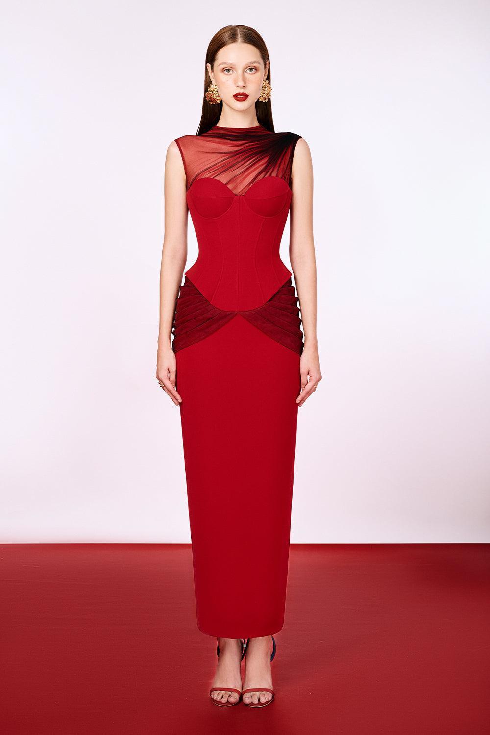 Elysian Pencil Sleeveless Velvet Ankle Length Dress - MEAN BLVD