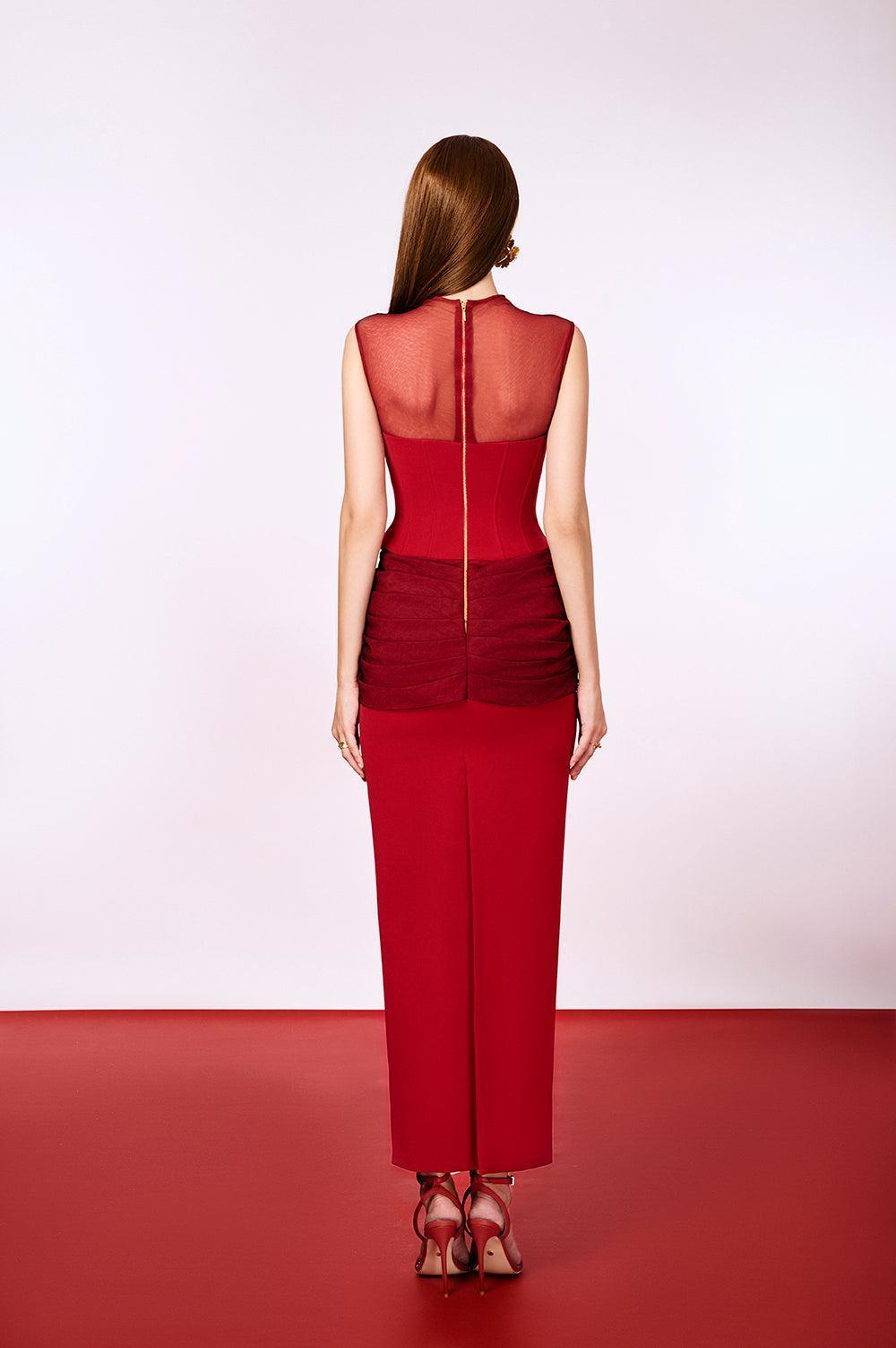 Elysian Pencil Sleeveless Velvet Ankle Length Dress - MEAN BLVD