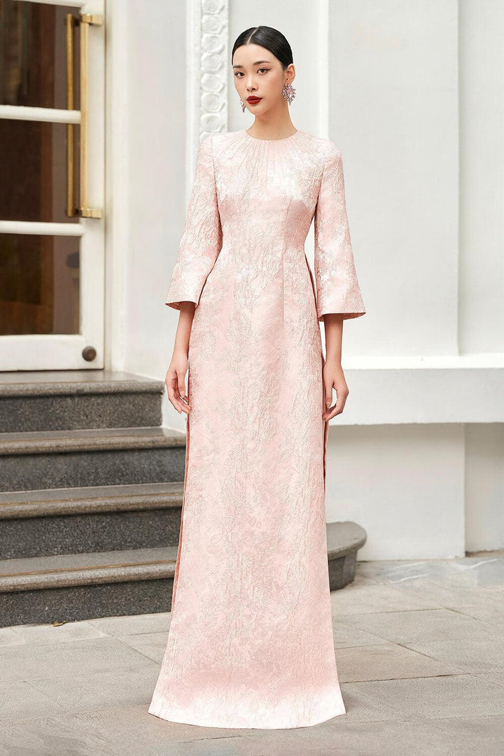 Elysian Sheath Middle Sleeved Jacquard Floor Length Ao Dai - MEAN BLVD