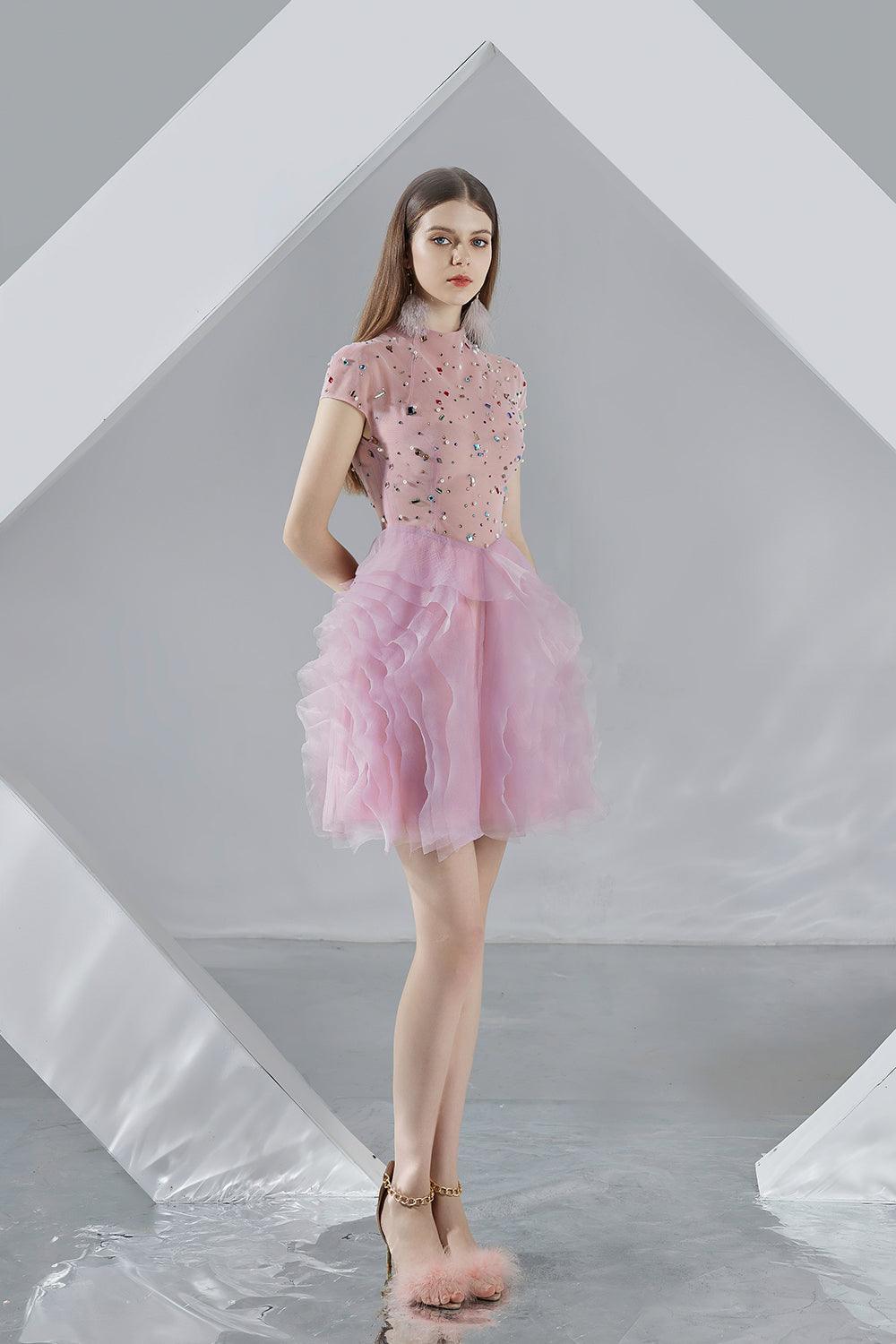 Emerie Layered Short Sleeved Organza Mini Dress - MEAN BLVD