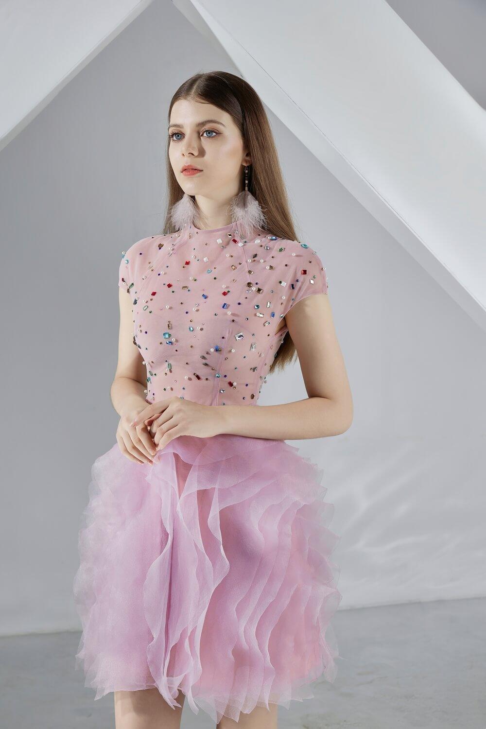 Women's Emerie Layered Short Sleeved Organza Mini Dress S/M/L/Xl Pink Mean Blvd Xs / Pink Women's Emerie Layered Short Sleeved Organza Mini Dress S/M/L/Xl Pink Mean Blvd Xs / Pink