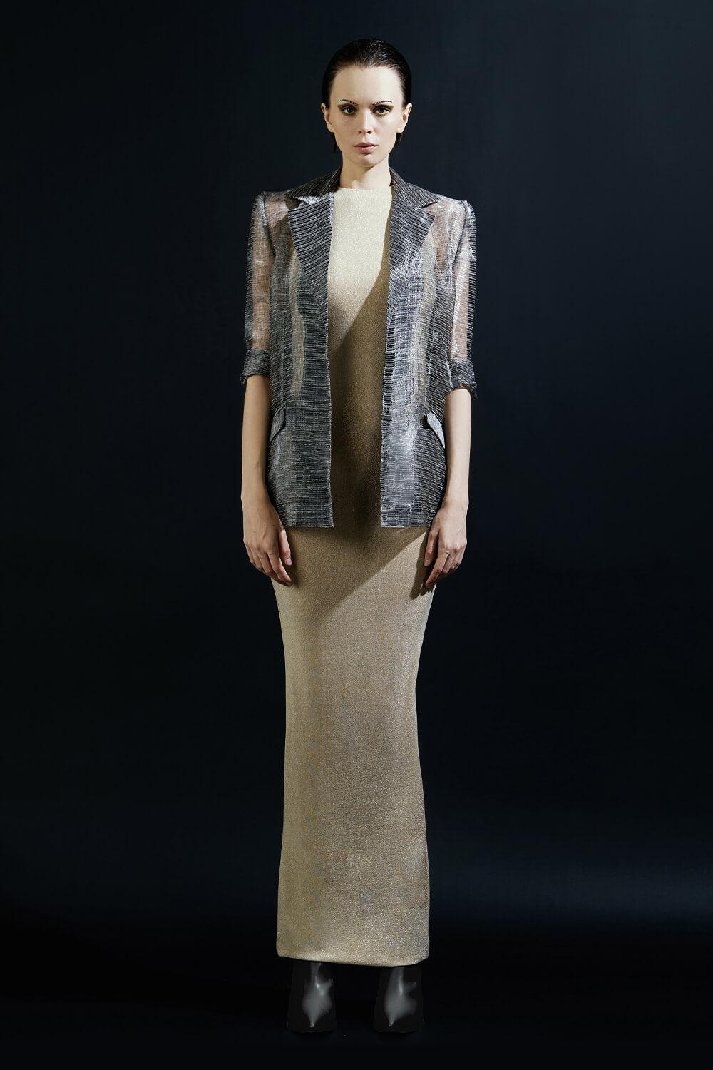 Emersyn Straight Long Sleeved Brocade Organza Blazer - MEAN BLVD