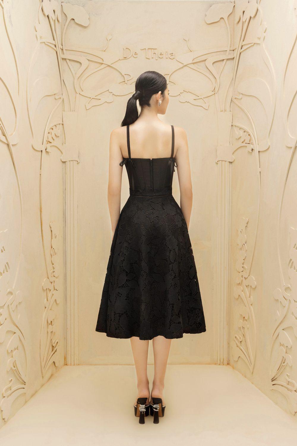 Émilie A-line Bow Tie Lace Midi Skirt - MEAN BLVD